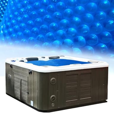 BigXwell Solar Pool Cover, Hot Tub Bubble Blanket,16-mil 7x7 Foot Square Spa Cover Hot Tub Solar Blanket, Heavy-Duty Heat Retaining Thermal Blanket