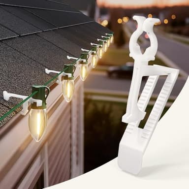 All In One Christmas Light Clip, Universal Gutter and Shingle Clip for C7, C9 and Mini Lights, 100 Pack