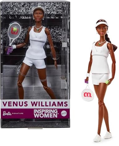 Barbie Inspiring Women Series, Venus Williams Fashion Doll with Signature Tennis Uniform and Racket, Includes Displayable Packaging