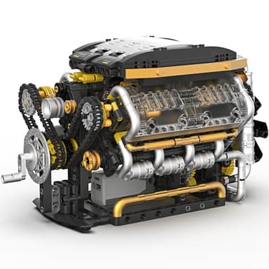 Karei V8 Engine Building Set, V8 Engine Model Kit That Run with Manual & Electric Dual Working Modes, V8 Building Motor Kit Runs 2 Directions and 2 Speeds, STEM Toys Gifts for 14+ and Adult (1065 PCS)