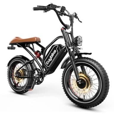EUYBIKE Dual Motor 3000W Peak Electric Bike for Adults, 20"x4.0" Fat Tires 38MPH 80Miles Ebike with Removable 52V 25AH Battery, Dual Turn Signal Hydraulic Disc Brake Full Suspension Electric Bicycles