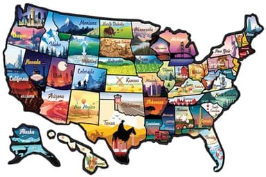 RV State Sticker Travel Map - 17 x 11 inch Large USA Decal with 50 Waterproof USA Stickers - Non-Fade Door, Window, Wall RV Decals - Fun Visited Map for Camper, Motorhome, Trailer