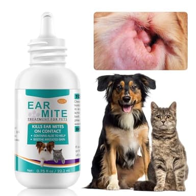 Daiasns Ear Mite Treatment for Cats & Dogs - Fast-Acting Ear Mite Drops, Dog Ear Infection Treatment, Ear Mite Treatment for Dog Yeast Infection, 100% Natural for Ear Relief - 0.75 fl oz (Pack of 1)