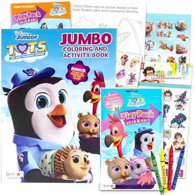 T.O.T.S. Tiny Ones Transport Service Coloring And Activity Book Bundle For Boys, Girls ~ T.O.T.S. Coloring Book Set For Kids With Wreck It Ralph Stickers (T.O.T.S. Party Supplies And Favors)