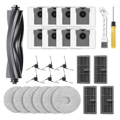 25Pcs Replacement Accessories Kits for Dreame X40 Ultra Complete L40 Ultra X40 Master and P10 Pro Ultra - 1 Main Brush, 4 Filters, 6 Mop Pads, 8 Dust Bags, 6 Side Brush, 1 Clean Brush, 1 Screwdriver
