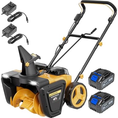 PPOLB Cordless Snow Blower - 20" Electric Snow Shovel with Brushless Motor, Dual LED Lights, 2x20V 4.0Ah Batteries Powered, Dual Fast Chargers Included, 180° Rotating Chute Snow Machine for Outdoors