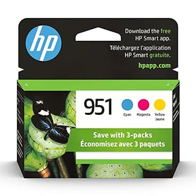 HP 951 Cyan, Magenta, Yellow Ink Cartridges (3 Pack) | Works with OfficeJet 8600, OfficeJet Pro 251dw, 276dw, 8100, 8610, 8620, 8630 | Eligible for Instant Ink | CR314FN
