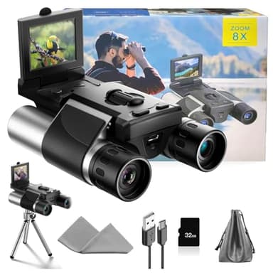 Digital Binoculars with Camera - 8X Digital Zoom, 2" LCD Display 40MP Camera 2.5K Videos Ideal for Concerts, Bird Watching, and Outdoor Adventures with 32GB SD Card - S555