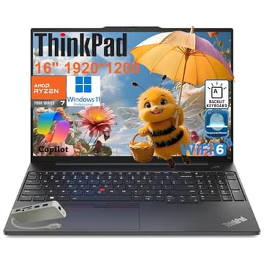 Lenovo ThinkPad E16 Gen 2 Business Laptop Computer, AMD 8-Core Ryzen 7 7735HS, 32GB DDR5 RAM, 1TB PCIe SSD, 16" FHD+, WiFi 6, Backlit KB, Fingerprint Reader, Windows 11 Pro, Type C Hub, Number Pad