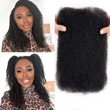 16 Inch Afro Kinkys Bulk Human Hair 50g Afro Kinky-Curly Hair Bundles for Mini Twists 50g/Pack 4C Human Braiding Hair for Permanent Sister Locs Extensions or Two Strand Twist Braids
