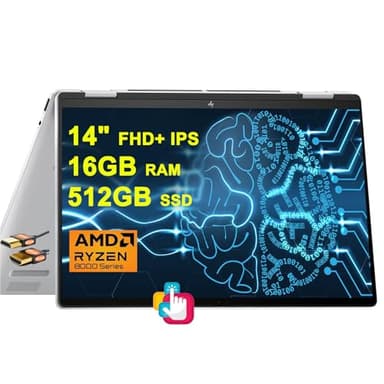 HP Envy x360 2-in-1 AI PC Laptop 14" FHD+ IPS Touchscreen AMD Zen 4 Hexa-core Ryzen 5 8640HS (Beats i7-1255u) 16GB RAM 512GB SSD Backlit USB-C IR Privacy Camera Poly Studio Win11 w/ICP Accessory