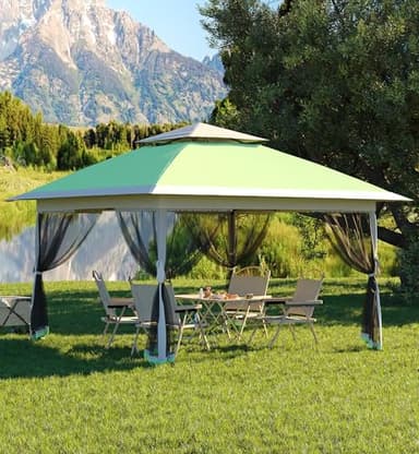 Hipicute 13 X 13FT Pop Up Gazebo, Canopy Tent,Gazebos on Clearance,Patio Folding Canopy with Mosquito Netting - Backyard Tent for Party,Wedding, Outdoor Dining, Patio, Backyard (Olive Green+Hemp Grey)