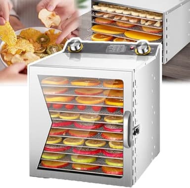 400W Freeze Dryer Machine - 6/8/12 Layers, 0-12H Timer, 35-90℃ Temp, 6-Inch 360° Fan Blade, Ideal for Fruits, Vegetables, Meat, Seafood Preservation
