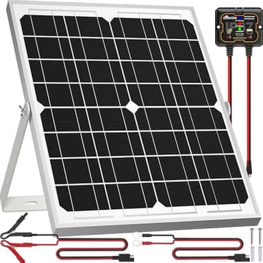 SOLPERK Solar Panel Kit 20W 12V, Waterproof Solar Battery Trickle Charger Maintainer + Smart MPPT Controller + Adjustable Mount Bracket for Boat Car RV Motorcycle Marine Automotive