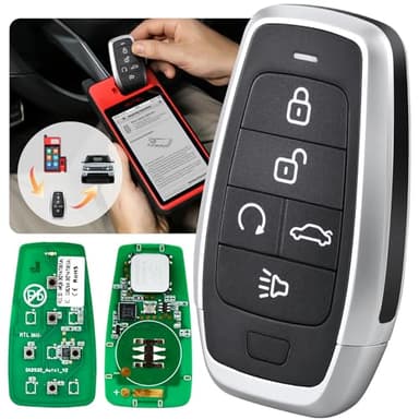Autel MaxiIM Blank Key, IKEYAT005BL, Programmable Universal Remote Fob Replacement, 5-Button, OE-Quality, OBD Learning for 700+ Cars, Dual-Band, 130FT Remote, Multi-frequency, Work w/ KM100 Scan Tool