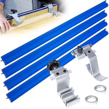 KMS8000 Precision Trak and Stops Kit Track Guide Woodworking Tool Saw Guide Measuring System for Miter Saw Radial Arm Saw Drill Press Table Saw Fence Accessories Precise Repeatable Cutting Set
