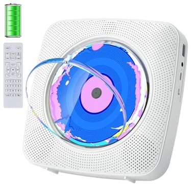 CD Player Portable Bluetooth Rechargeable: CD Players for Home with 1800mAh Kegaudio Desktop Wall CD Player with Speakers FM Radio USB Remote Control