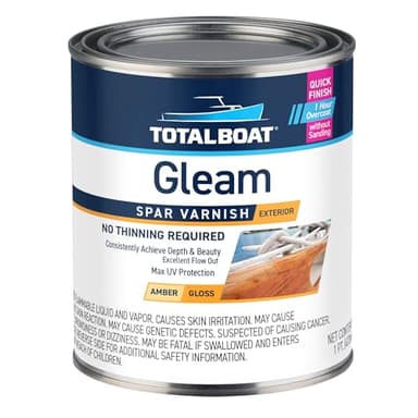 TotalBoat Gleam Marine Spar Varnish, Gloss and Satin Polyurethane Finish for Wood, Boats and Outdoor Furniture (Gloss Pint)