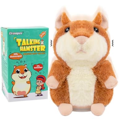 Qrooper Talking Hamster - Toddler Stuffed Animal Toys for Boys Girls 2 3 4 5 6 Year Old - Repeats What You Say - Interactive Plush Sensory Companion Toy for Kids Easter Basket Stuffers Birthday Gifts