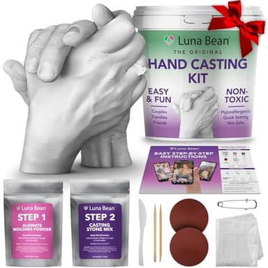 Luna Bean Hand Casting Kit – The Original Hand Mold Kit for Couples – Gifts for Her and Him - Anniversary Engagement Birthday Gifts for Women Men Mom Wife Boyfriend Girlfriend Wedding Bridal Shower