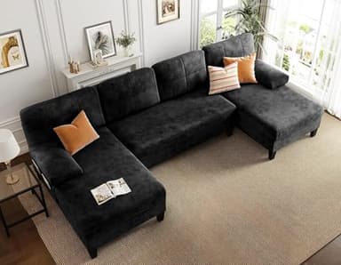 KKL Sectional 112 Inches Sofa Couch - 4 Seater U Shape Convertible Soft Couch with Side Storage for Living Room, Home Sofas with Chaise, Modern Couches for Apartment, Meeting Room Furniture, Bedroom