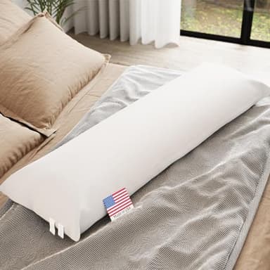 Looms & Linens an American Dream 72 inch Body Pillow Dakimakura Pillow Insert - Made in USA Long Body Pillow Insert - Set of 1 Pregnancy Pillow for Sleeping