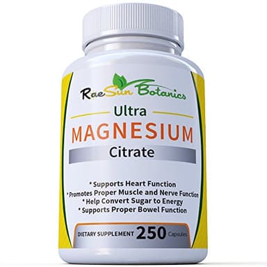 RaeSun Botanics Ultra Magnesium Citrate 250ct Adjustable Dose Formula Easy to Swallow!