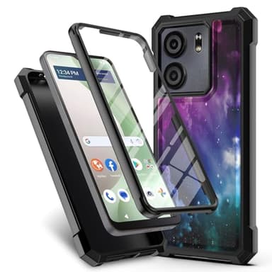 for BLU View 5 Phone Case,BLU View 5 (B160V) Case w/[Built-in Screen Protector] Dual Layer Shockproof [Military-Grade][Full-Body] Protective Cover for Teen Women Man Blue Star Galaxy