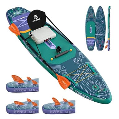 iTAOSTAR A02D 35" Extra Wide Paddle Board, Stand Up Paddle Board with Seat, Stable Wide Inflatable Paddle Boards for Adults/Family/Youth of All Skill Levels
