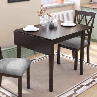 Merax Wooden 29"- 45" Extendable Rectangular Dining Table with Drop Leaf, Fits up to 4, Easy Assemble Espresso