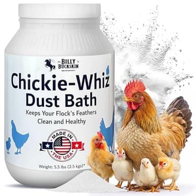 5.5lb Chickie-Whiz Chicken Dust Bath - Made in USA - All Natural Volcanic Ash Dust Bath for Chickens - Healthier Eggs & Feathers - Chicken Coop Accessories for Farms by Billy Buckskin Co.
