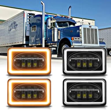 MONDEVIEW 4pcs 4x6 LED Headlights Hi/Lo Sealed Beam with DRL Turn Signal Light H4656 H4651 H4652 H4666 H6545 for kenworth t800 led headlights for Freightliner for Peterbilt