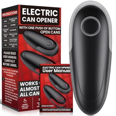 One Touch Electric Can Opener Fits All Can Sizes, Electric Can Openers for Kitchen Food Safe with Smooth Edge, Kitchen Gadgets Battery Operated Can Openers for Seniors, Arthritis and Chef