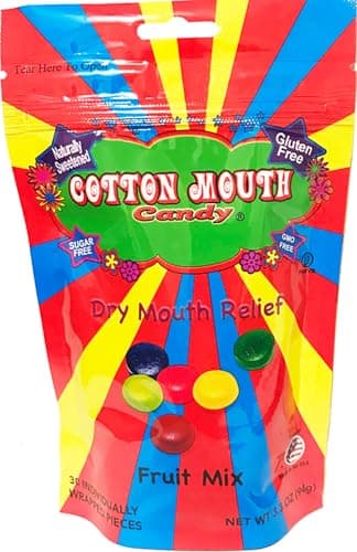 Cotton Mouth Candy Dry Mouth Relief Fruit Mix 3.3 Ounce Bag (1 Bag) | Relieves Dry Mouth & Increases Saliva Production, Sugar Free, Gluten Free, Delicious Fruit Flavor, Individually Wrapped, 30 Ct