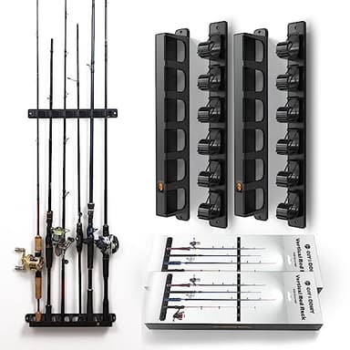 OJYDOIIIY Wall Mount Fishing Rod Holders,Vertical Fishing Pole Storage Rack for Garage 2 Packs