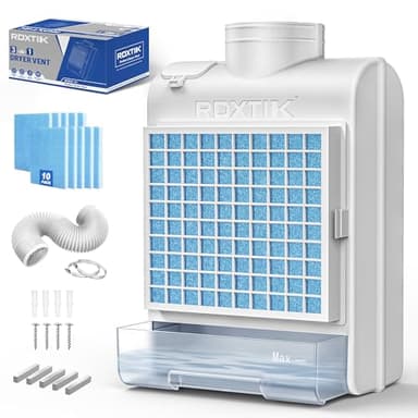 RDXTIK 3-in-1 Indoor Dryer Vent Kit, 10 Pcs Polyester Filters for 4 Layer Purification System, Stainless Steel Screen Filter and Water Drawer For Electric Dryer
