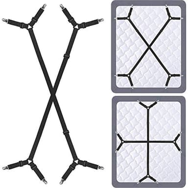 Bed Sheet Holder Straps - Sheet Straps Adjustable Bed Sheet Clips Fasteners Keep Sheets Stays in Place,2Pcs/Set Black