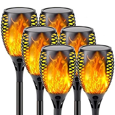 Upgraded Solar Lights Outdoor, 6 Pack Flickering Flame Solar Torch Lights with Super Larger Size for Outdoor Decor, Solar Garden Lights Waterproof Solar Flame Outdoor Lights for Patio Yard Pathway