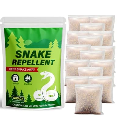 16 Pack Snake Repellent for Outdoor & Indoor Use, Natural Snake Deterrent for Yard Powerful, Pet and Child Safe, Long-Lasting Snake Away Pouches for Lawn, Garden, Garage, Basement,Snake Repellent