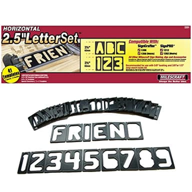 Milescraft 2201 Horizontal Character Template Set 2.5in (41 piece) Router Template set for Sign Making