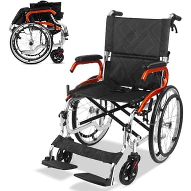 Ultra Lightweight Wheelchair for Adults (Only 24LB) - Portable Foldable Travel Wheelchair for Seniors, Self-Propelled Wheel Chairs, Manual Wheel Chair with Ergonomic Push Rim