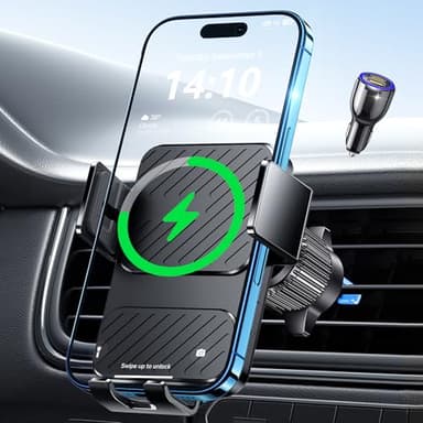 Guceful Wireless Car Charger, Phone Holders for Your Car 15W Fast Charging Auto Clamping, Air Vent Car Phone Mount for iPhone 17 16 15 14 13 Mini Pro Max XR, Samsung Galaxy S25 Ultra S24 S23 S22 S21