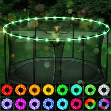 Trampoline Lights, LED Lights for 16Ft 14Ft 12Ft 10Ft, Jump Control 16 Color Change, Waterproof Battery Case Powered (for 16ft Trampoline)
