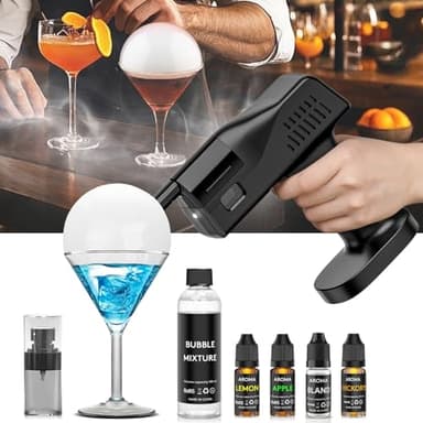 Seihoae Cocktail Bubble Smoke Gun, One Key Operation, Handheld, with 1.4 Inch Color Screen, for Bartenders, Bar, Party, Wine, Drinks, Coffee