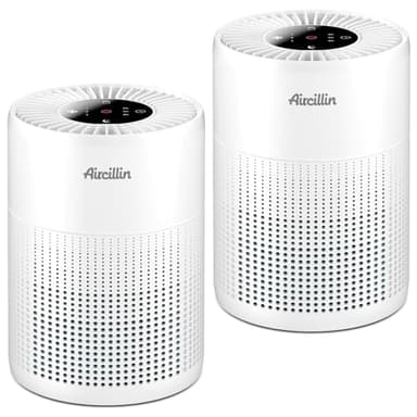 Aircillin 2 Pack Air Purifiers for Bedroom H13 True HEPA Air Filter Cleaner, Odor Eliminator, Remove Smoke Dust Pollen Pet Dander, Night Light For Home Living Room Dorm, Quiet 24dB Filtration System