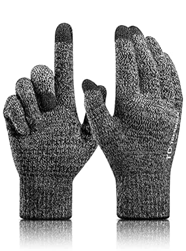 TRENDOUX Winter Women Men Gloves, Warm Touch Screen Glove - Texting Phone Work - Anti-slip - Knitted Soft Material - Hands Warm Driving Liners for Cold Weather - Black Gray - M