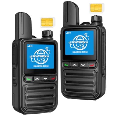 KAYOTOM Lifetime Free Unlimited Range Rapid Global Walkie Talkies PTT Push-to-Talk Over Cellular Nationwide 5000+ Miles POC 4G LTE Handheld Long Range Two Way Radio for Team Management (2Pack and SIM)