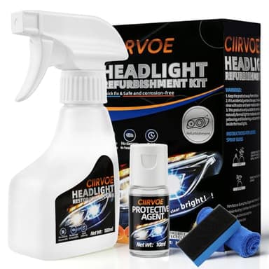 Ciirvoe Automotive Headlight Restoration Kit - Refurbishing Fluid & Polishing Cleaner for Oxidized, Yellowed Headlamps, Enhanced Hydrophobic Coating for Superior Gloss & Protection on All Vehicles