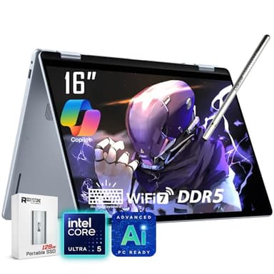 Dell 16 Plus 2-in-1 Laptop, 16" 1920 x 1200 Touchscreen, Core Ultra 5 226V(>i7-1355U), AI Ready, Copilot PC, Backlit Keyboard, 1080p Webcam, Wi-Fi 7, Windows 11 Home, Ice Blue(16GB DDR5 RAM | 1TB SSD)
