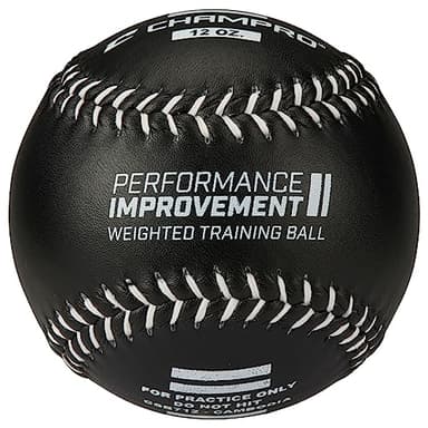 Champro Weighted Training Softballs - Leather Cover, Black, 12 oz.